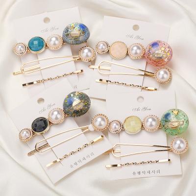 China B1435 3pcs/set Fashion Hair Accessories Korean Girls Women Kids Hair Clip Hairpins Bead Hair Clips Hair Clips for sale