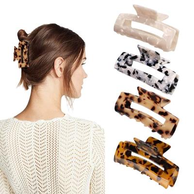 China Fashion 7.5cm Hair Claw Clips, Acrylic Hair Banana Barrettes, Turtle Shell Grip Pin Teeth Leopard Hair Clips for sale