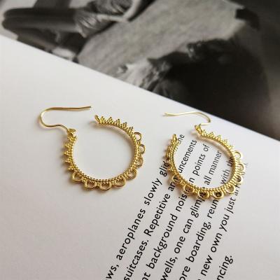 China INS Casual / Sporty Lace Up Circle 925 Sterling Silver Dangling Earrings for sale