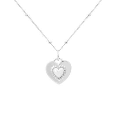 China Casual/Sporty Double Two Sides Wearing Styles CZ Pink Heart 925 Sterling Silver Necklace for sale