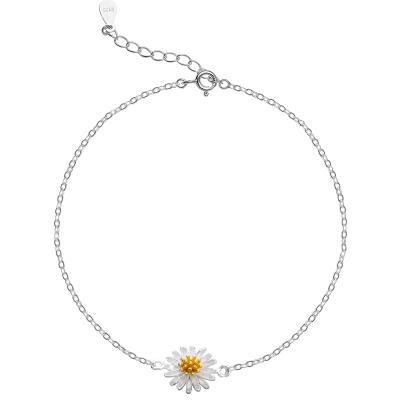 China Beautiful little Daisy Flower casual/sporty 925 Sterling Silver Anklet for sale