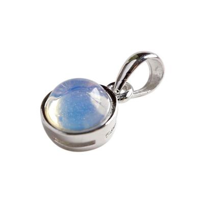 China Simple Round Casual/Sporty Crystal Agate Malachite Natural 925 Sterling Silver Pendant for sale