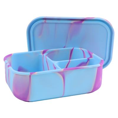 China Freshness Preservation 3 Compartment Lid Reusable Portable Leakproof Microwave Safe Bpa Free Silicone Sublimation Lunch Box Bento Kids School for sale