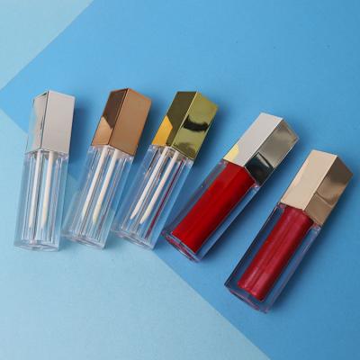 China Recyclable Wholesale Empty Lipstick Bottle No Label Custom Lip Gloss Gold Square Tubes for sale