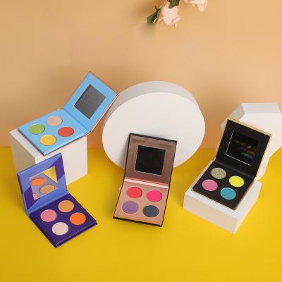 China Waterproof to design empty holographic powder pan diy pigment pan makeup eyeshadow palette 4 custom design for sale