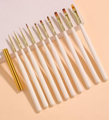 China Custom NAIL Logo Nail Art Set Brush Wood Handle Nylon Hair 8 Pcs Nail Brushes Pen for sale