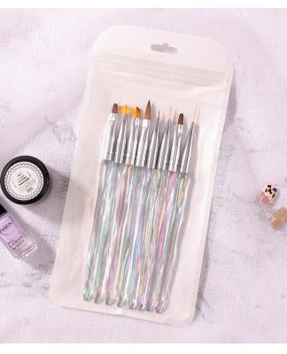 China Wholesale UV Crystal Handle Nylon Hair Painting Pen Tools Carving Tips Manicure Nail Gel Nail Brush Salon for sale