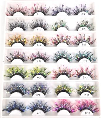 China Shimmery Glitter False Eyelashes For Night 3D Eyelash Wholesale Seller With Lashes Boxes Customized Synthetic Hair Eyelashes for sale