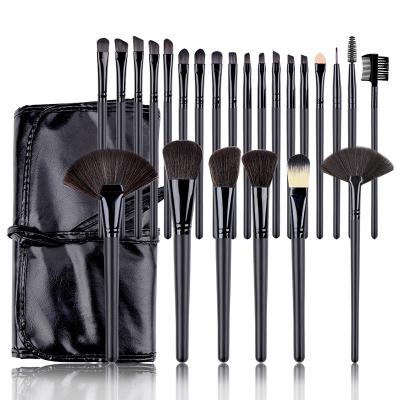 China 24Pcs Makeup Set Brush Kit Wholesale Wood Handle Private Label Durable Black Base Soft Hair Cosmetic Makeup Brushes for sale