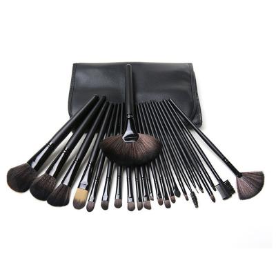 China 24pcs Private Label Logo Makeup Brush Set Durable Synthetic Hair Soft Hair Wooden Handle Makeup Brushes With PU Bag for sale