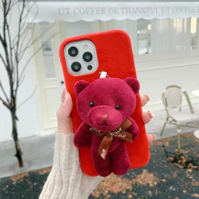 China High Quality Anti-fall Lovely Girl Phone Cover 3d Doll Toy Cute Animal Plush Mobile Phone Case For Iphone 12 13 For Samsung for sale