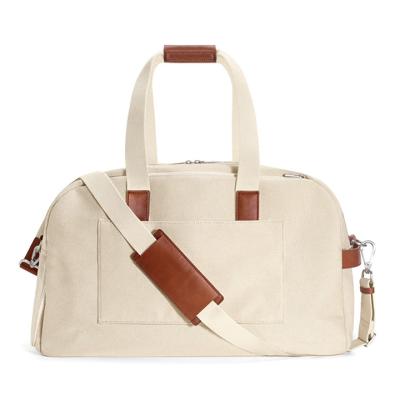 China Handmade Custom Soft Cotton Canvas Weekend Bag With Shoe Compartment for sale