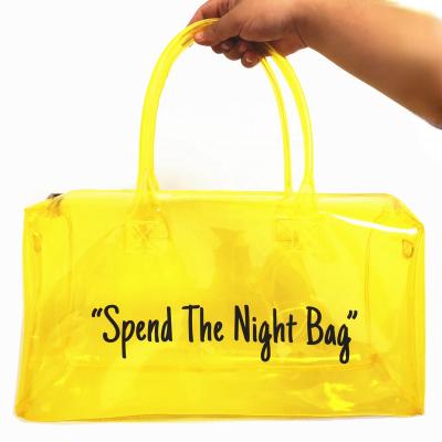 China 2021 Fashion Waterproof Durable Waterproof PVC Holographic Bag Overnight Tote Spend DA Night Handbag Gym Custom Bag Transparent PVC Colorful Silicone Jelly Make Up Holographic Duffel Bag for sale