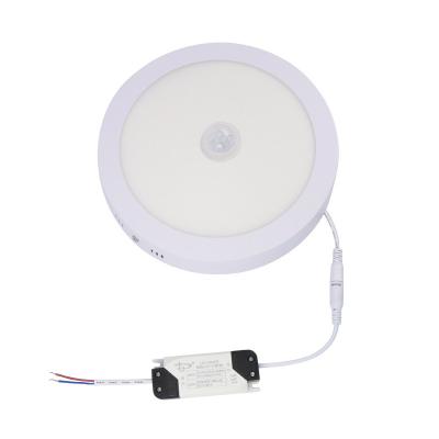 China OEM round indoor sensor panel led light surface led panel light with sensor motion 24w flat panel light for sale