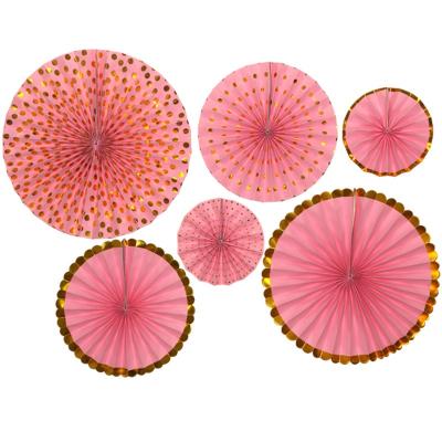 China Promotional Eco-friendly Disposable Paper Garland Party Girl Birthday Flowers Paper Fans Gift Decoration Fans Rose Gold Balloon Party for sale