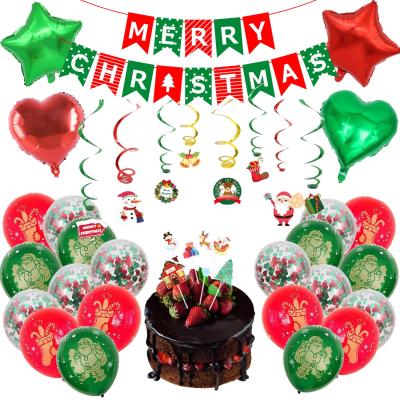 China Festival Decoration Christmas Set New Year Banner Flag Holiday Background Wall Decoration Film Latex Hanging Foil Balloon for sale