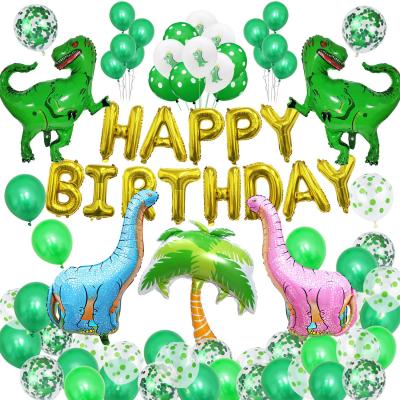 China Festival Decoration Jungle Party Kids Boys Baby Happy Birthday Flag Banner Dinosaur Balloon Dinosaur Themed Party Favors for sale