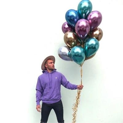 China Festival Decoration Balloons Wholesale 12inch Shiny Metal Bead Latex Balloons Chrome Colors Helium Air Globos Thick Metallic Balls for sale