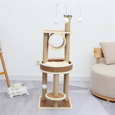 China Breathable Cat Climbing Frame Kitten Striping Column Cat Tree Jumping Platform Four Season Rattan Cat Striping Board for sale