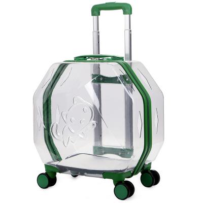 China Factory Stocked Airline Approved On Wheels Stroller Trolley Pet Carrier Transparent Cat Bag Capsule For Cat Dog Pet Suitcase for sale