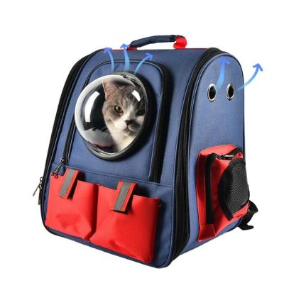 China Hot Sale Foldable Outdoor Soft Sided Portable Pet Stored Carrier Dog Cat Bag Large Space Capsule Pet Backpack Canvas Pet Bag for sale