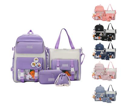 China Korea Style Waterproof 5 Pieces Backpacks Cute Factory Fashion Set High Quality School Backpack Large Size Backpack For Girls for sale