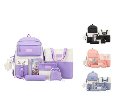 China Factory Insti Fashion Oxford Schoolbag 5 PCS Waterproof School Bag Set High Quality School Backpack For Teenage Girl Student for sale