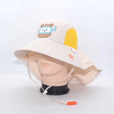 China New Striped Children's Sun Hat Customized Cartoon Printed Wide Brim Coat Kids Outdoor Hat Kids Fisherman Hat for sale