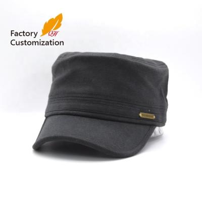 China New Customized LOGO Army Military Hat Fashionable Short Brim Military Fashion Designer Metal Hat for sale