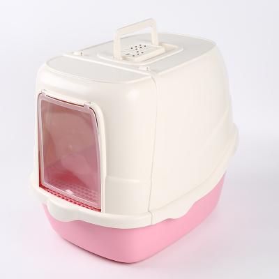 China Portable Comfortable Front-open Plastic Cat Litter Box Flavor Box Cat Shovel Cat Litter Box Wholesale Pet Supplies Breathable for sale