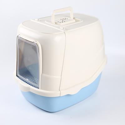 China Portable Comfortable Front-open Plastic Pet Supplies Breathable Cat Litter Box Cat Shovel Flavor Box for sale