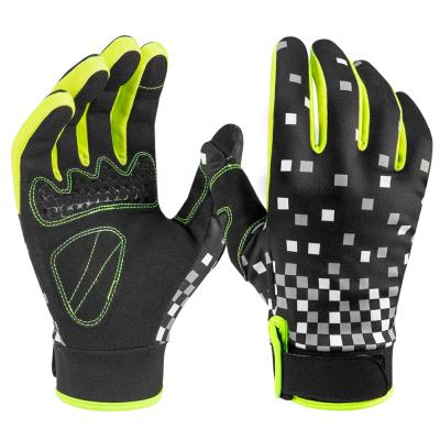 China 2021 Universal Cycling Full Finger Cycling Gloves Fluorescent Green Unisex Cycling Stretchy Running Gloves With Gel Padded for sale