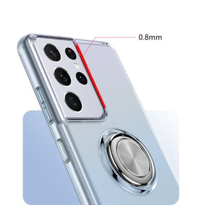 China 2021 Anti-fall Transparent Ring Shape Bracket Phone Cover For Samsung Galaxy S21 TPU Car Bracket Phone Cover For Samsung S21 Ultra for sale