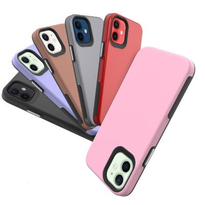 China Hot Selling Luxury Anti-fall 2 in 1 Cell Phone Cover PU Feeling Anti Drop Phone Case For iPhone 12 for sale