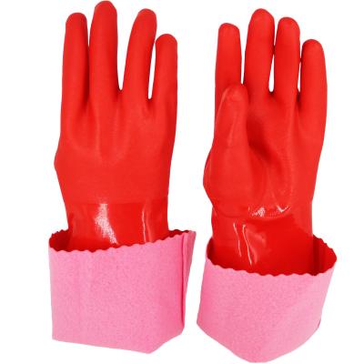 China Custom Work Anti-Slip In Wet Oily Environments Safety Rubber Gloves PVC Coated Long Hand Work Gloves Waterproof Oil Proof PVC Gloves for sale