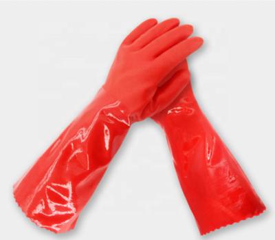 China Chemical Handing Resistant Industrial Reusable Anti-Slip Work Hand PVC Safety Machine Long Maintenance Waterproof Oil Proof PVC Work Gloves for sale