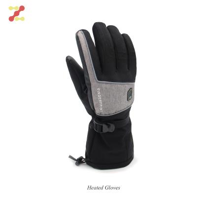 China Thermal Fit/pu kunckle protection/Velcro pre-curve touch screen riding leather durable battery operated wrapping ski heating gloves for sale