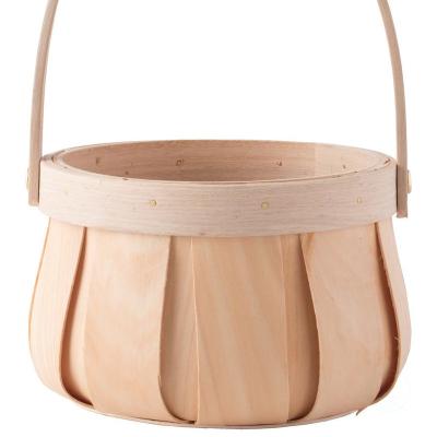 China Factory direct sale sustainable wood waste basket pumpkin shape flower basket with handle toy snack storage basket for sale