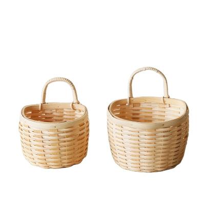 China Direct Selling Customizable Customizable One-sided Wall Hanging Basket Rattan With Handle Basket Semicircle Wall Basket for sale