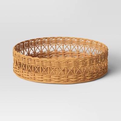 China Minimalist Round Handwoven Basket Fruit Dried Vegetable Drying Tray Can Be Customized With Handle Storage Basket for sale