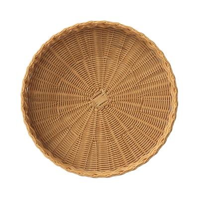 China Minimalist Round Fruit Tray Round Woven Basket Tray Sugar Cane Tray Rattan Basket for sale