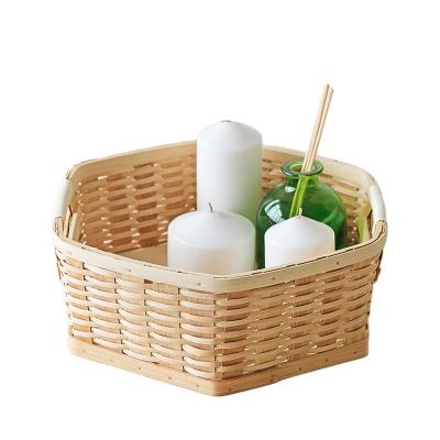 China Viable direct sales can be customized with different shapes rattan white hexagon inner handle storage basket for sale