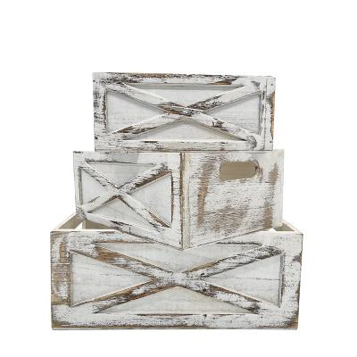 China China direct selling wholesale can be customized pastoral solid wood wooden box 3 pieces of retro style strong and durable white set for sale