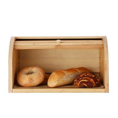 China Viable Customizable Double-Layer Direct Flip Lattice Kitchen Bread Dessert Adjustable Solid Wood Storage Box for sale