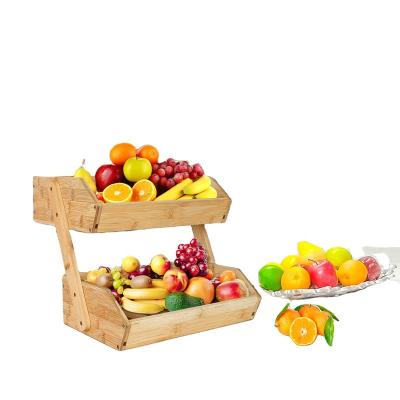 China China factory direct sales bamboo double-layer solid wood can be assembled shelf kitchen living room fruit stable rack for sale