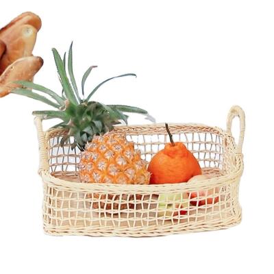 China Sustainable Double Handle Rattan Basket Can Be Customized Into Different Sizes Kitchen Bathroom Living Room Storage Basket for sale