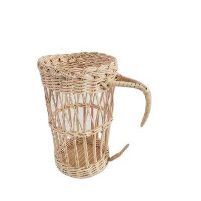 China 3963 Handmade Woven Rattan Bottle Cover Glass Cup Cover Decorative Or Decorative Rattan Crafts for sale