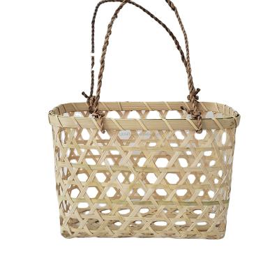 China 3723-BAMBOO BASKET viable WITH VEGETABLE PLANKTON HANDLE-CHEAP BAMBOO BASKET for sale