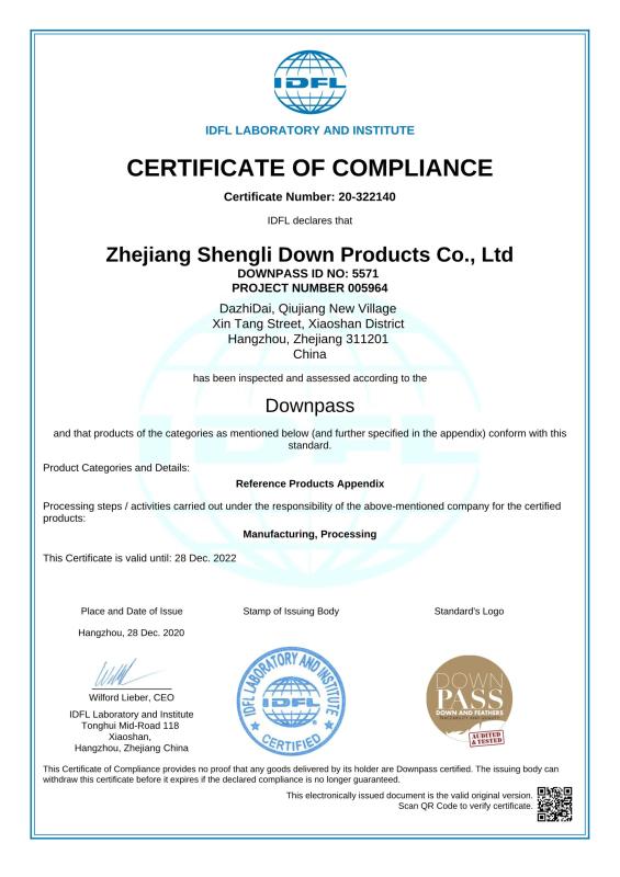 DOWNPASS - Zhejiang Shengli Down Products Co., Ltd.