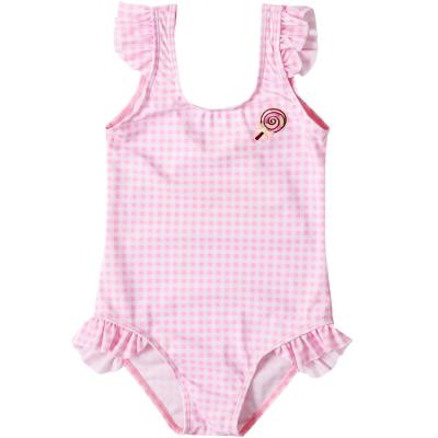 China New Fashion Pattern Breathable Custom Design Solid Pink Swimsuit Children Kids Girl Swimwear for sale